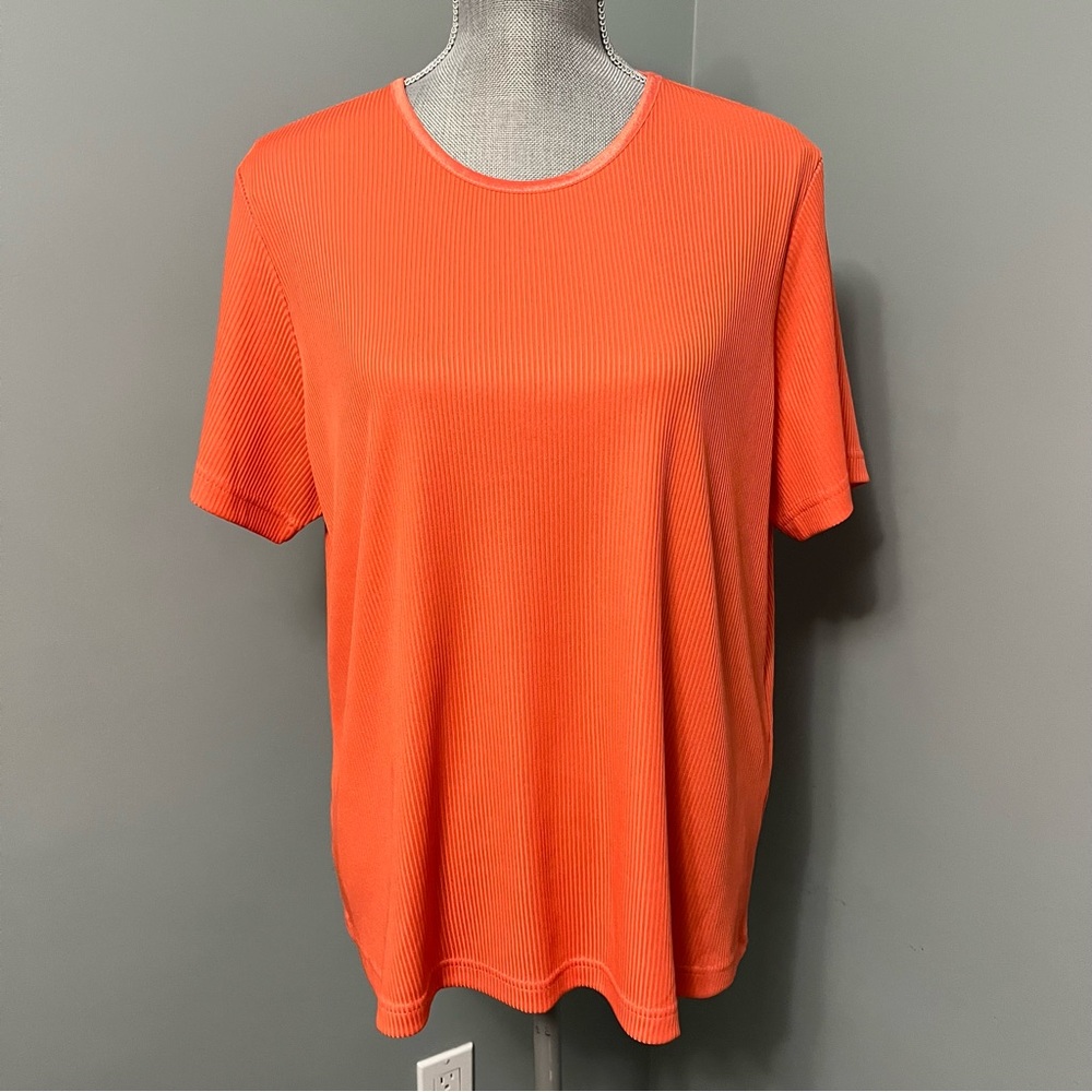 ALIA womens size XL orange short sleeve ribbed t-shirt blouse